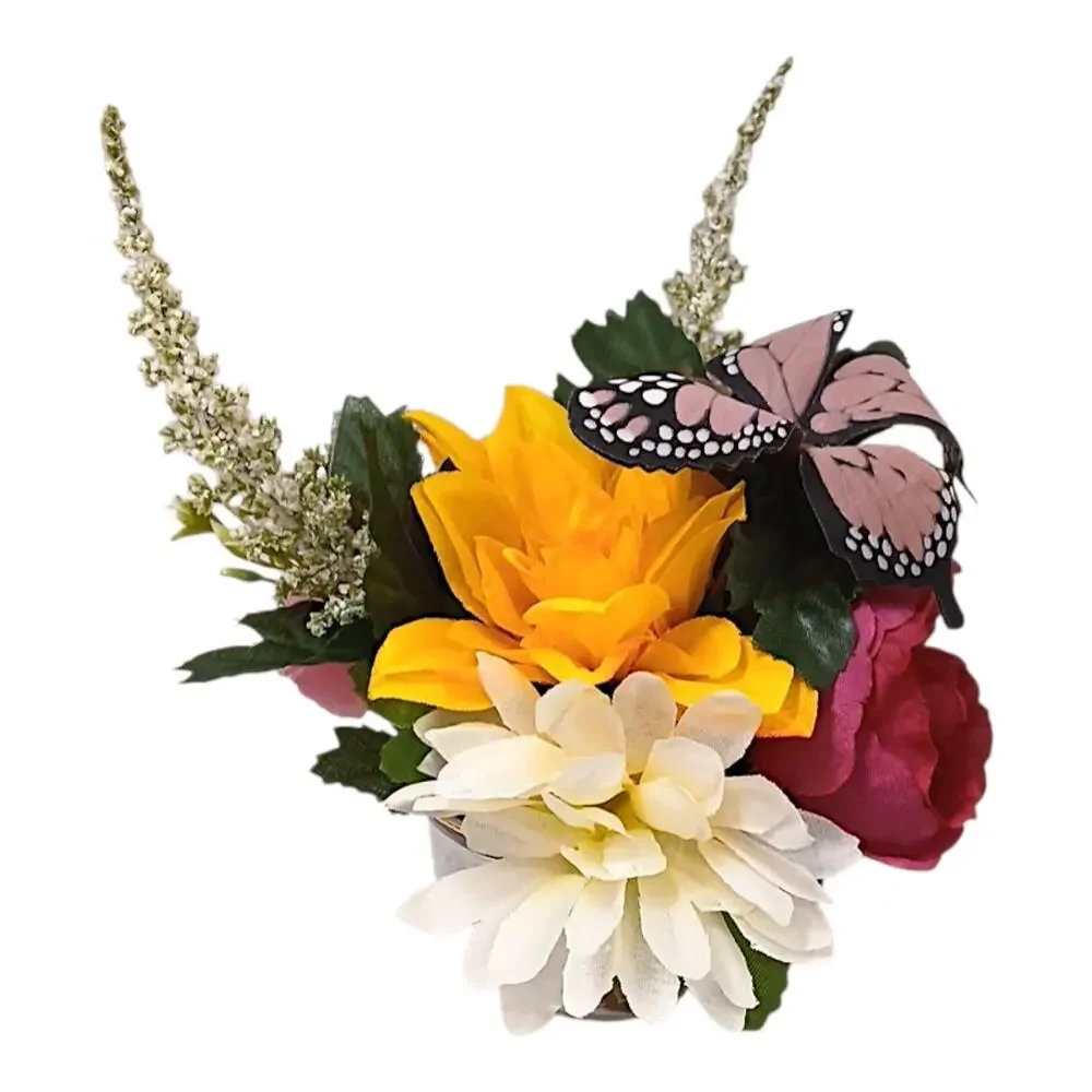 Pink‎ Butterfly Floral Arrangement Tea Cup POP-IN Bridal Party Birthday Get Well